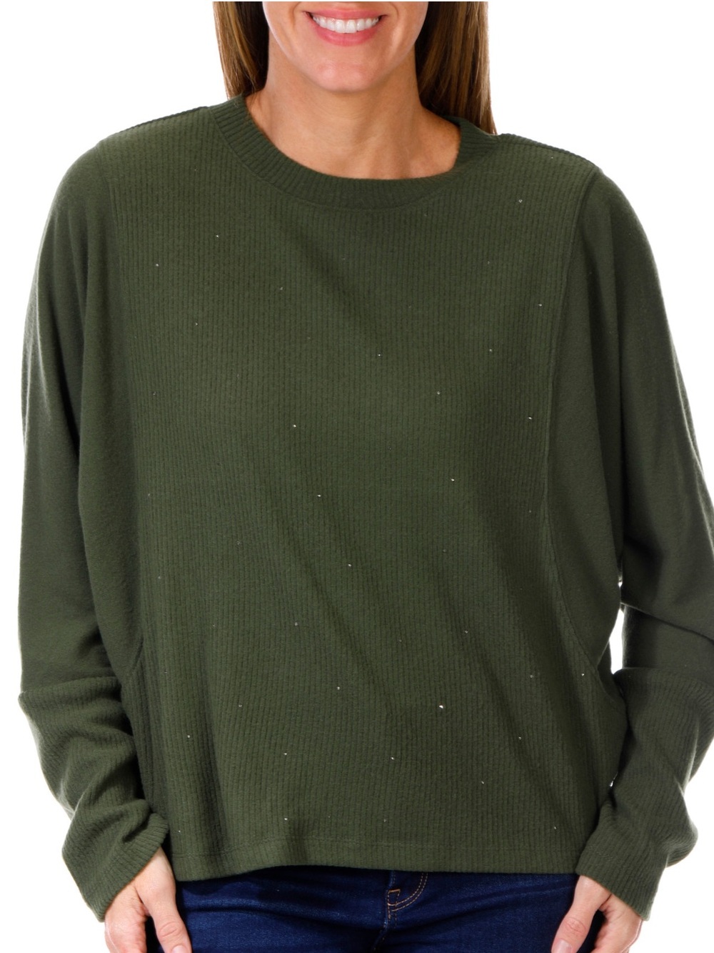 NWT Democracy Women's Olive Green Long Sleeve Batwing Sweater Size M